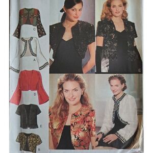 Vintage 90s Style Pattern 2529 Uncut Cropped Jacket Short Long Sleeve A 8-18